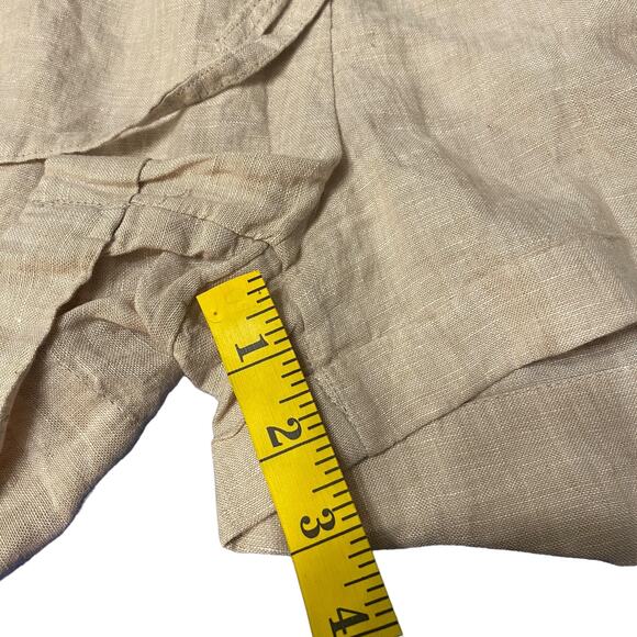 C&C CALIFORNIA Shorts L 100% Linen Beige Elastic Waist Pockets Classic - Picture 6 of 8